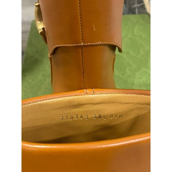 Gucci Elizabeth Half Horsebit Cognac Classic Heeled Ankle Boot 38.5 - Picture 3 of 7